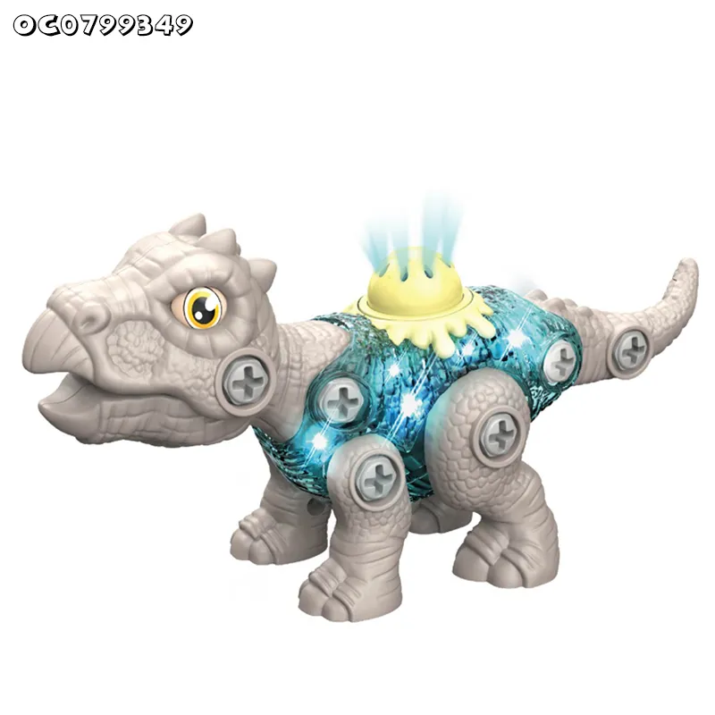 Classic Preschool Educational Toy Children Games Boy Assembly DIY Take Apart B O Dinosaur Toy with Light Sound for Kids