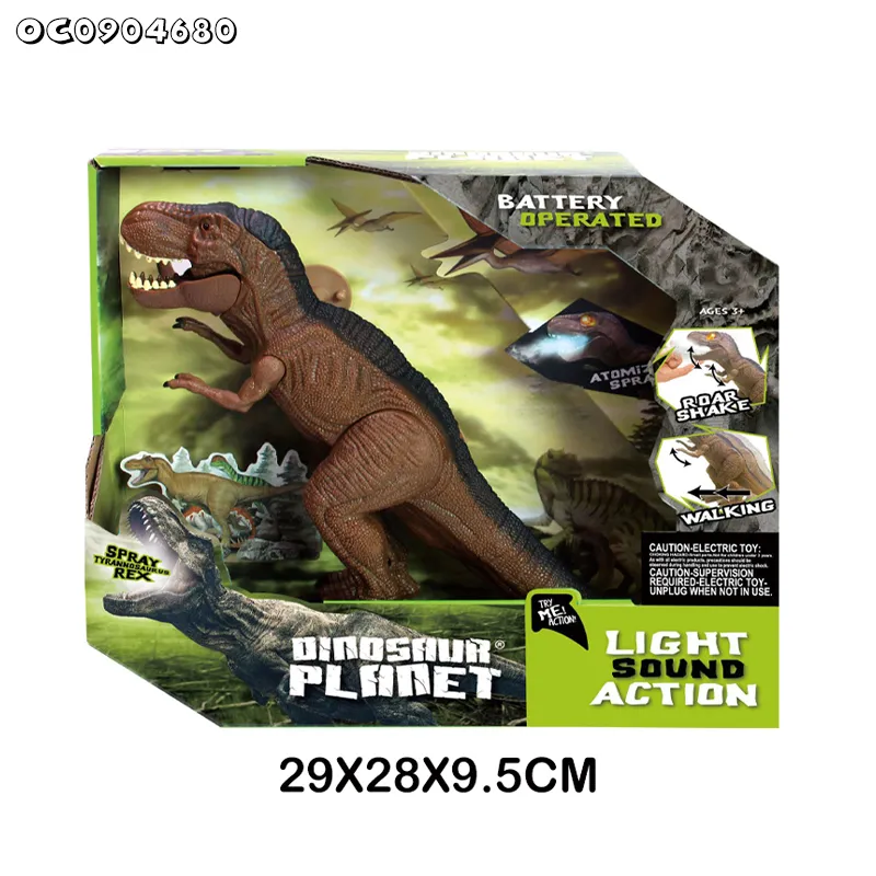 Wholesale Battery Operated Realistic Movable Large Plastic Walking Spray T Rex Dinosaur Model Toy Light up with Mist Action