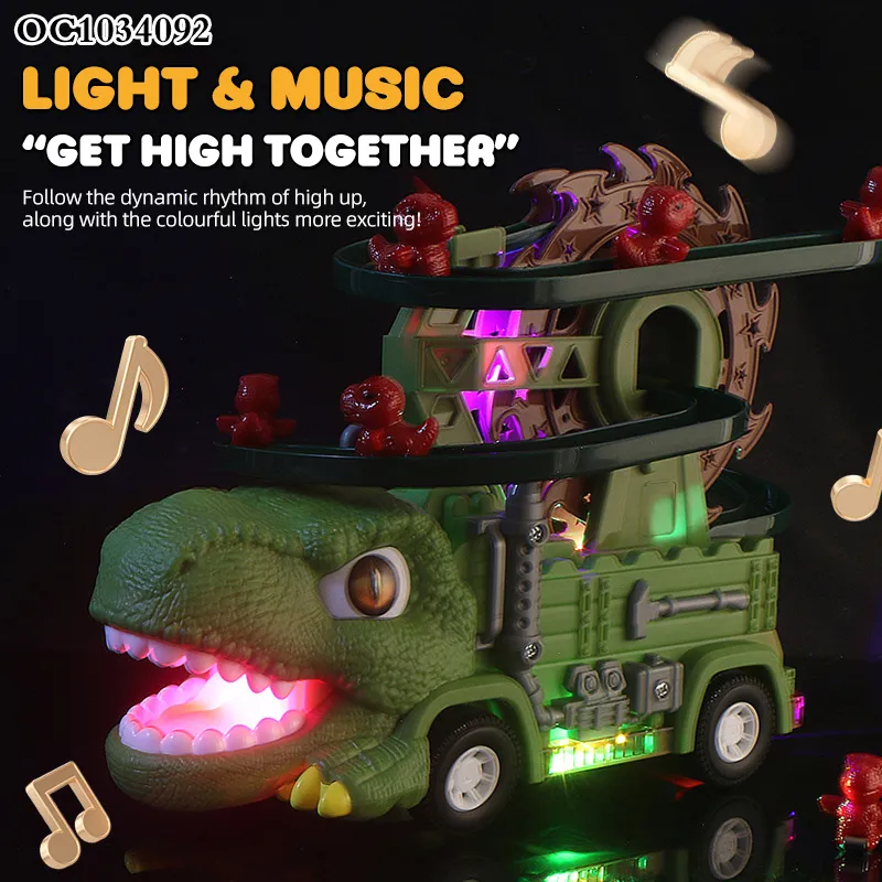 Rotating Plastic Ferris Wheel Multi Functional Electric Dinosaur Flexible Race Track Slide Toy with Light Music