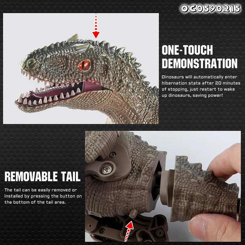 Movable Joint Velociraptor Toy Movable Head Animatronic Walking Dinosaur Anima RC Simulation Remote Control Toys for Kids