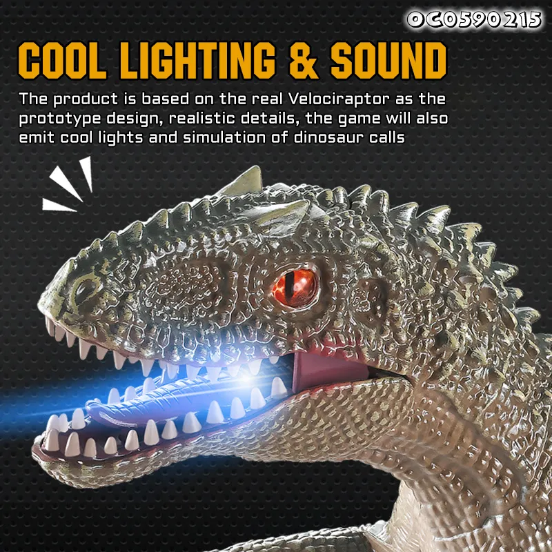 Movable Joint Velociraptor Toy Movable Head Animatronic Walking Dinosaur Anima RC Simulation Remote Control Toys for Kids