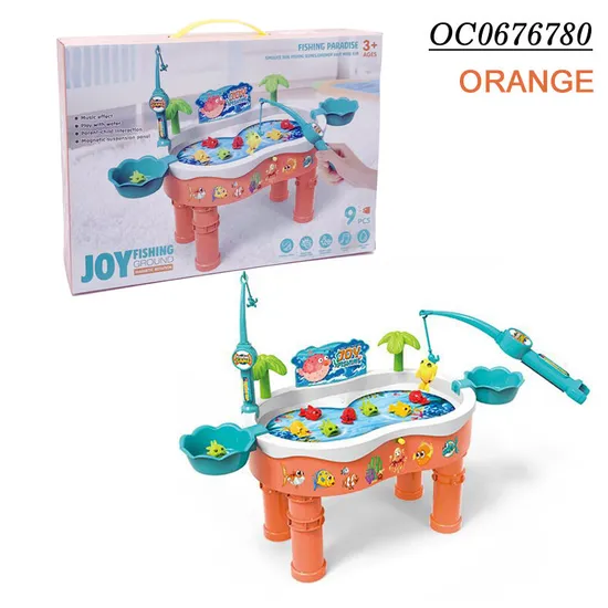 Wholesale Children Interactive Montessori 2 Person Magnet Fishing Table Toys Game with Music