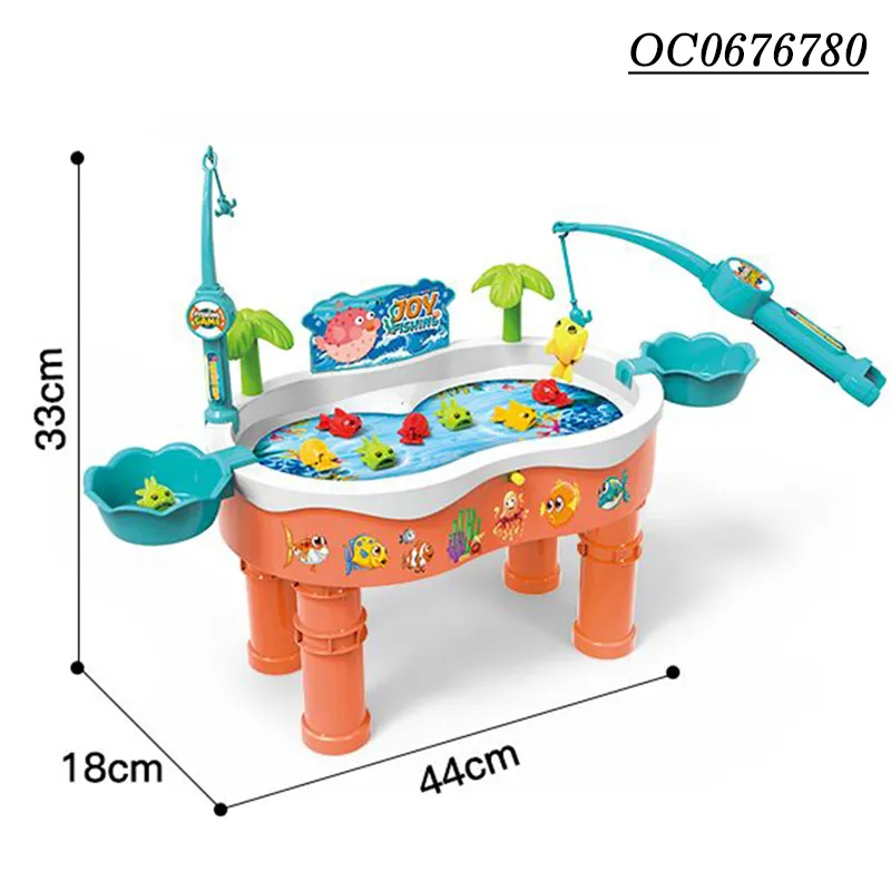 Wholesale Children Interactive Montessori 2 Person Magnet Fishing Table Toys Game with Music