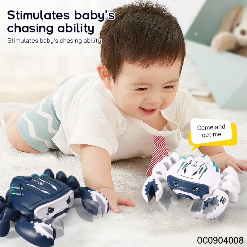 Wholesale Light up Toys LED Flashing Infant Musical Crawling Crab Electric Baby Battery Operated Toys