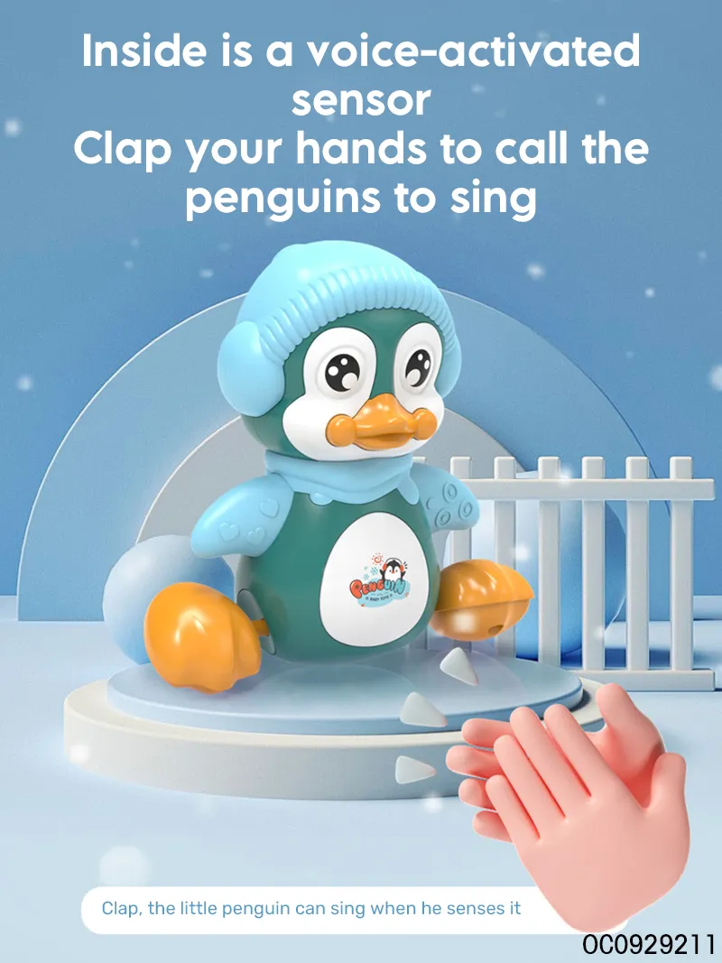 Hot Selling Wholesale Battery Operated Plastic Light up and Sound Penguin Animal Car Electric Baby Toy