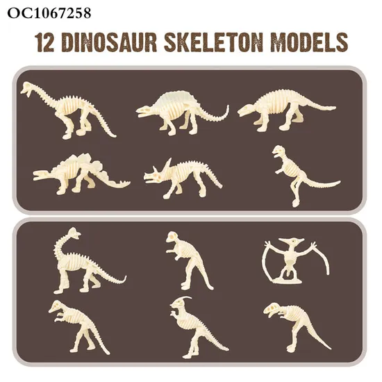 12PCS Kids Educational Toys Learning Children Digging up Dinosaur Eggs Fossil Dinosaur Skeleton Model Toy