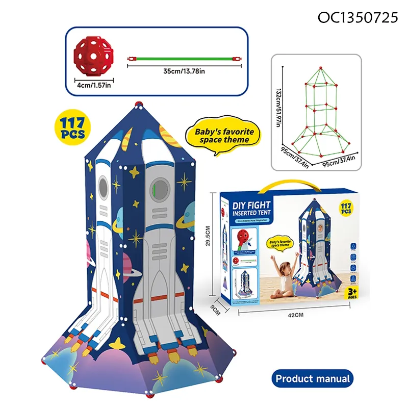 Wholesale Creative Educational Space Rocket Play Tent Plastic House Crazy Construction Building Kit Toy for Kids