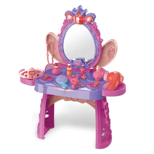 Wholesale Baby Cosmetic Girls Kids Hair Salon Beauty Set Toys Make up Kids Dressing Table Toy with Mirror