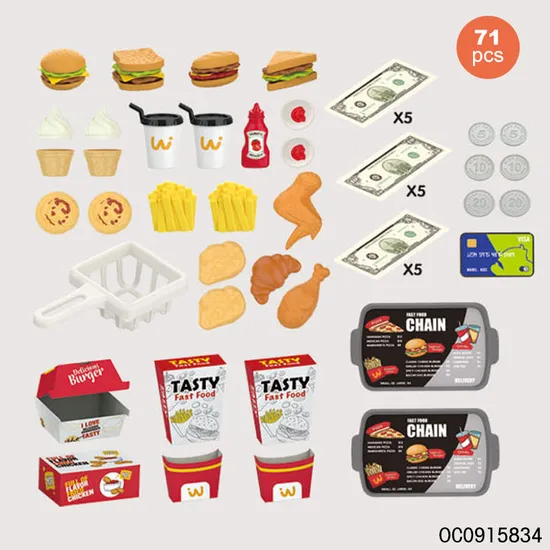 Selling Fast Food Pretend Play Toys 2024 Include Supermarket Stores Cash Set Toy for Kids