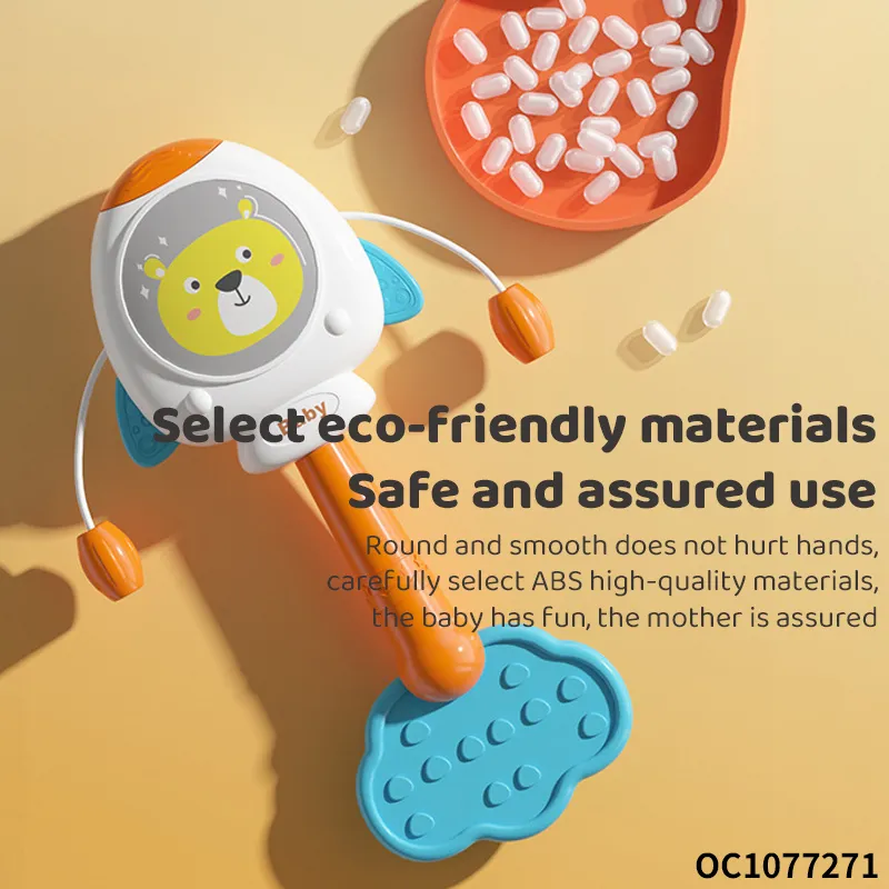 Wholesale Montessori Baby Hand Shake Rattle Teether Silicone Chewing Plastic Baby Toy