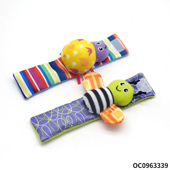 Infant Gift Early Educational Soft Plush Stuffed Toddler 3D Animal Baby Sock with Sensory Rattle Toy for Newborn Hand Wrist Foot