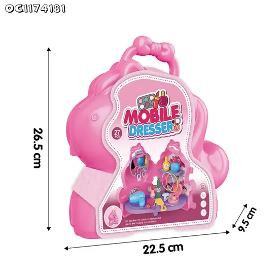 Wholesale Girls Beauty Cosmetic Hair Dryer Portable Make up Gift Set Fashion Pretend Makeup Kit Toys for Kids