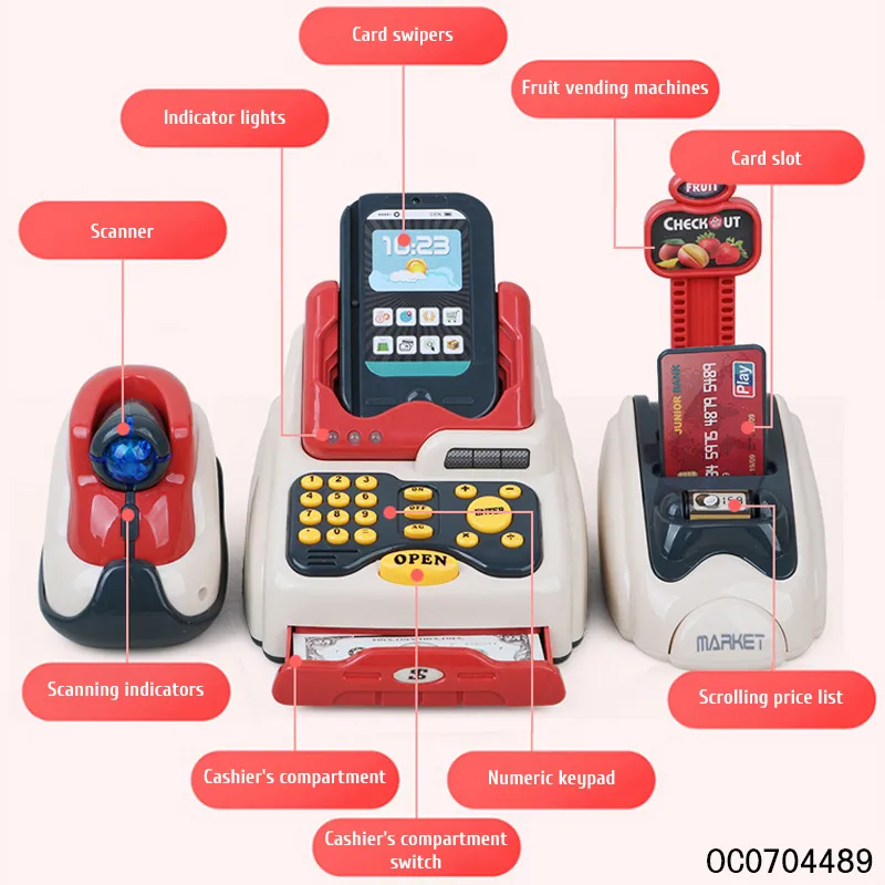 Plastic Pretend Play Home Big Supermarket Electronic Kids Cash Register Toys