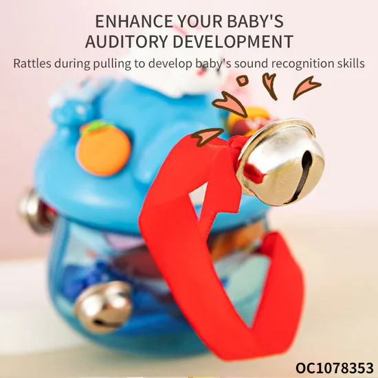 Cognitive Enlightenment Montessori Color Sorting Sensory Small Bell Pull String Baby Rattle Toy From 12 to 18 Months