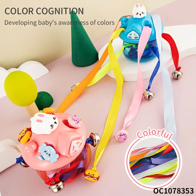 Cognitive Enlightenment Montessori Color Sorting Sensory Small Bell Pull String Baby Rattle Toy From 12 to 18 Months