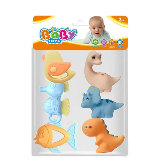 Wholesale Montessori Hand Puppet Dinosaur Soft New Born Baby Products Montessori Sensory Chew Silicone Baby Teether Toys for Baby