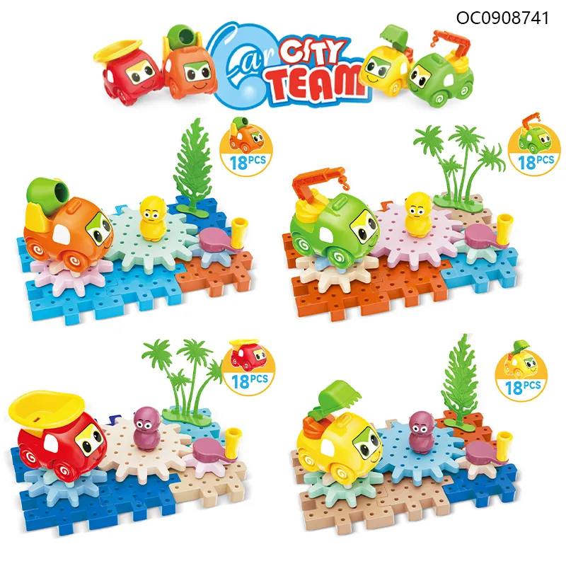 Wholesale DIY Funny Light Popular DIY Plastic Building Block Truck Toys