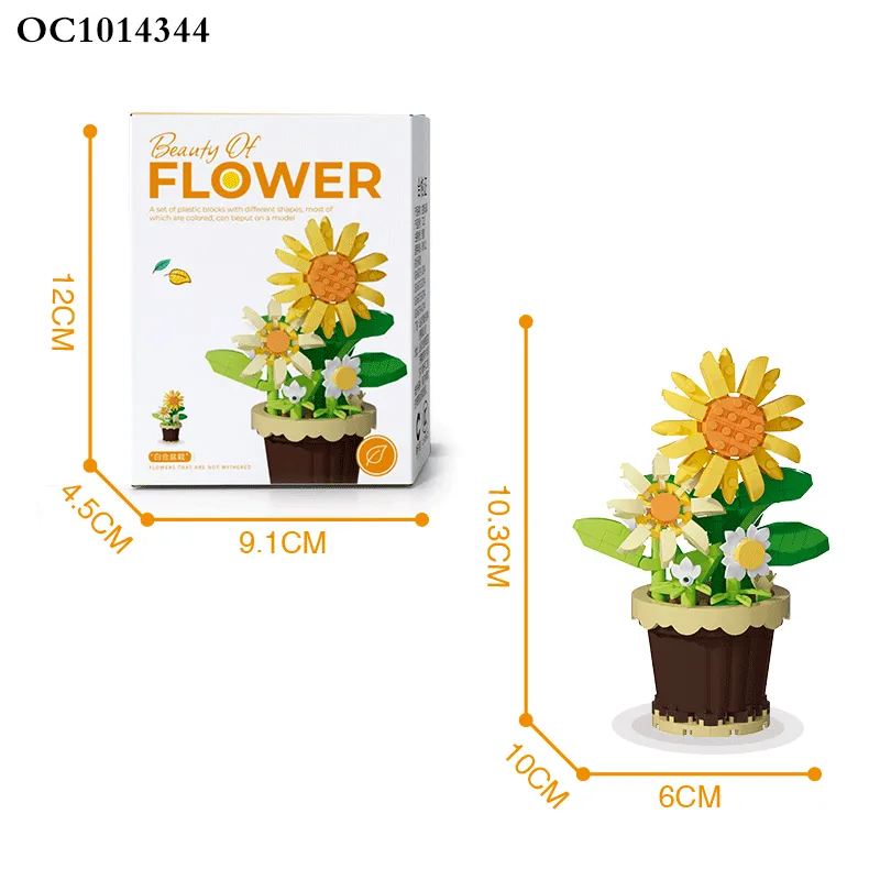 Wholesale Montessori Creative 214PCS Sunflower Educational Plastic Flowers Building Block Toy for Kids