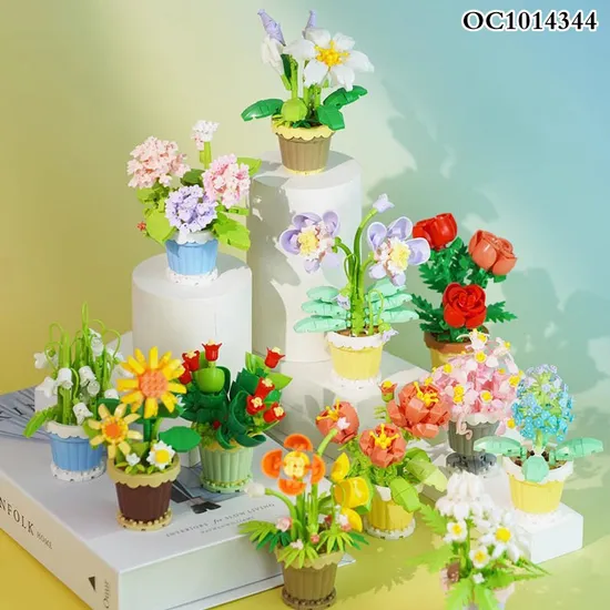 Wholesale Montessori Creative 214PCS Sunflower Educational Plastic Flowers Building Block Toy for Kids