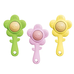 Wholesale Montessori Educational Lovely Silicone Baby Plastic Ball Baby Teether Chew Toy