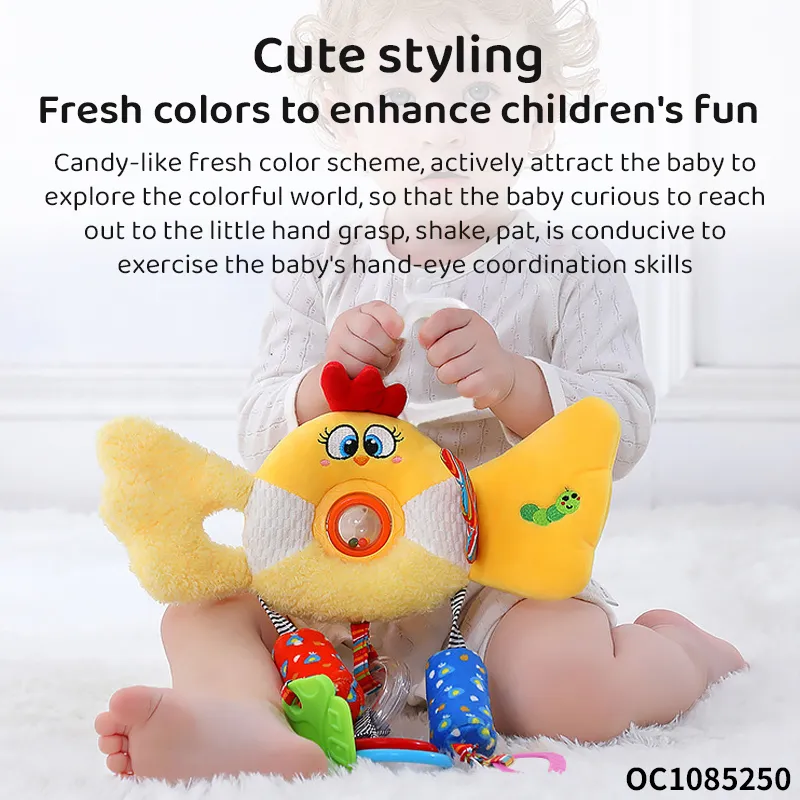 Cartoon Chick Custom Decorative Mobile Crib Hanging Rattle Plastic Hook Plush Doll Soft Toy Plastic Baby Soothing Toys