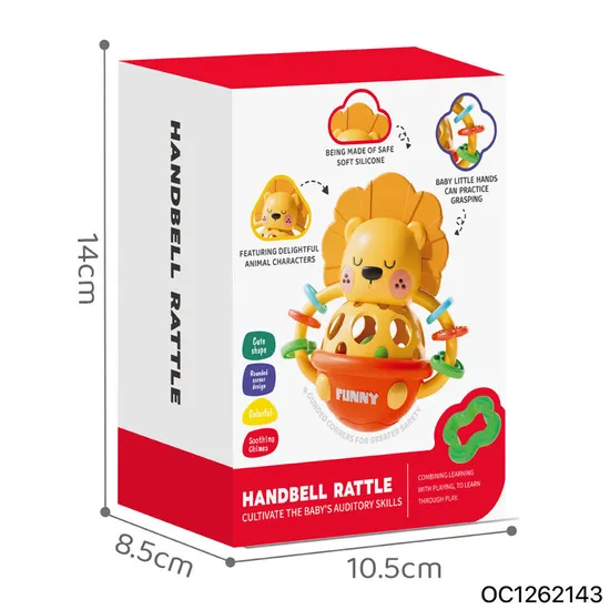 Lovely Cartoon Lion Design Tumbler Roly Poly Toy Soft Rubber Handheld Bell Grab Shake Plastic Rattle Ball Toy for Newborn Baby