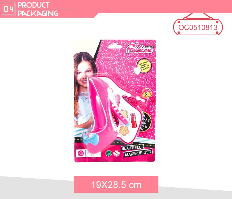 Wholesale Fashion Pink Make up Beauty High Heels Shape Girls Makeup Set Toys for Kids
