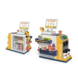 Small Children Games Home Supermarket Play Set Toy with Live Scanner POS Machine Cash Register Toy for Grocery Store