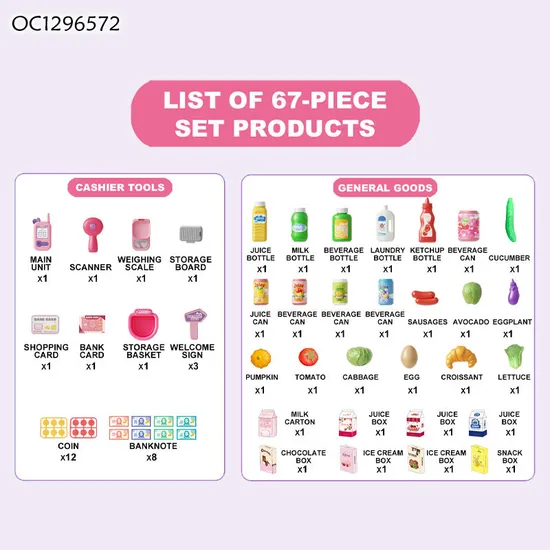 Hot Sale Early Educational Pretend City Play Houses House Supermarket Cash Register Toys with Calculator Food Vegetable