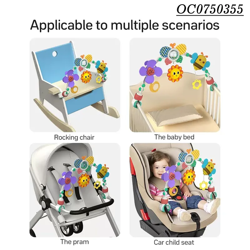 Newest Adjustable Clip Cloth Kids Plastic Baby Rattles Bed Bell Ring Set Toy