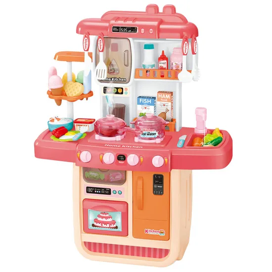 Wholesale Pretend Play Plastic Big Pink Plastic House Educational Kitchen Toys Gift Set for Kids