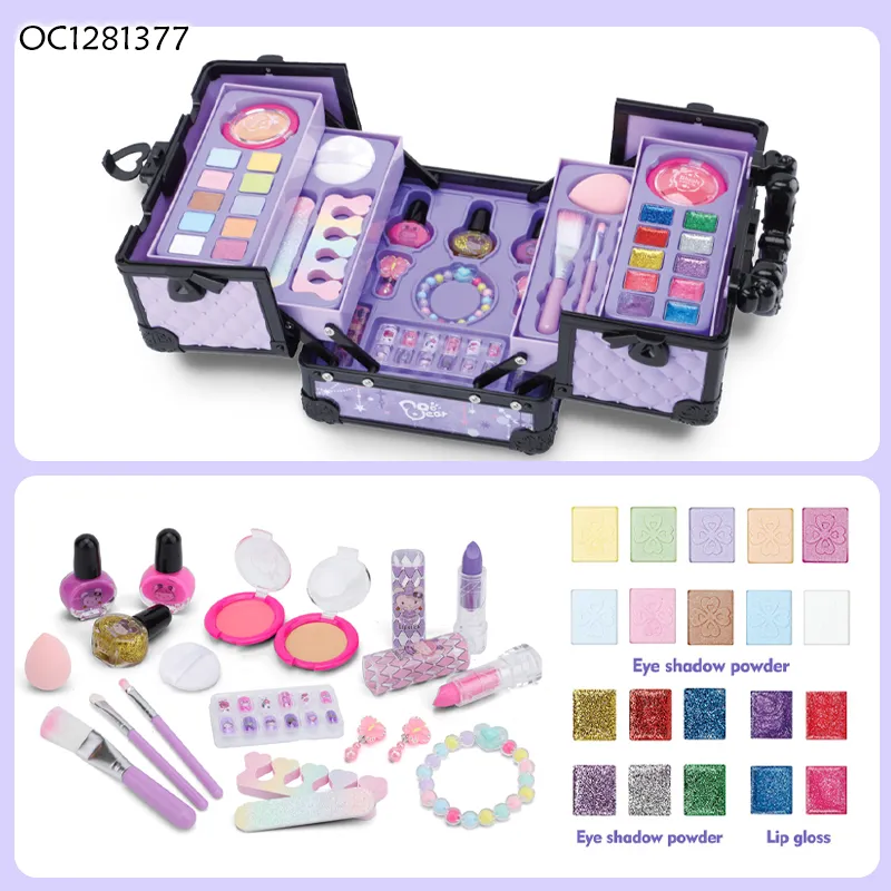 Wholesale Fashion Kids Cosmetic Make up Set Makeup Beauty Portable Glitter Nail Art Printer Product Toy for Girl