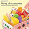 Interactive Plastic Toy Supermarket Trolley Kids Pretend and Play Preschool Toy Shopping Cart Toy with Simulation Plastic Fruit