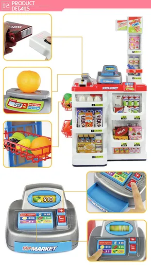 Pretend Kitchen Play Set Kids Supermarket Toy