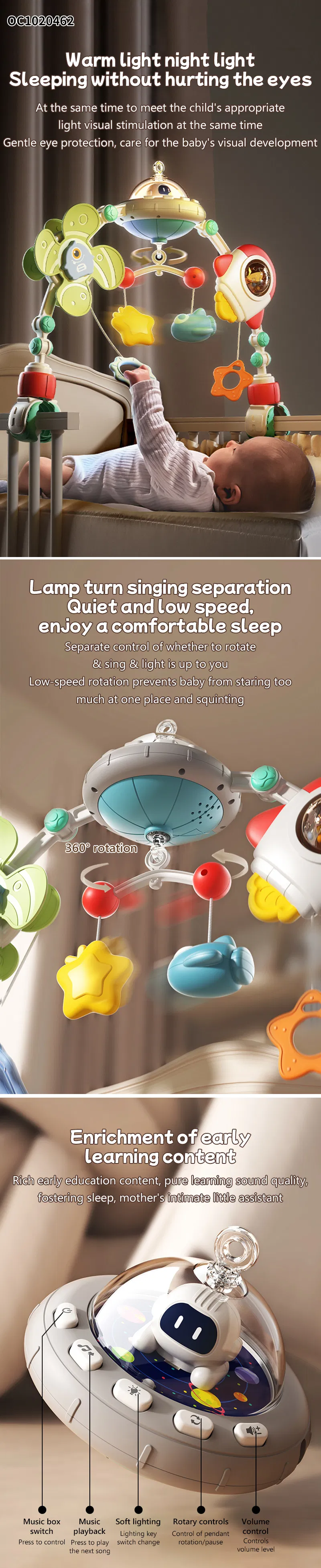 Wholesale Rattle Plastic Baby Teether Toys with Music for Sleeping