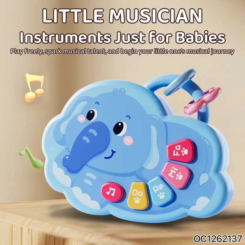 Mosensory Rattle Montesori Plastic Cartoon Animal Sound Electronic Girl Light up Elephant Music Piano Toys for Baby Sensory Play