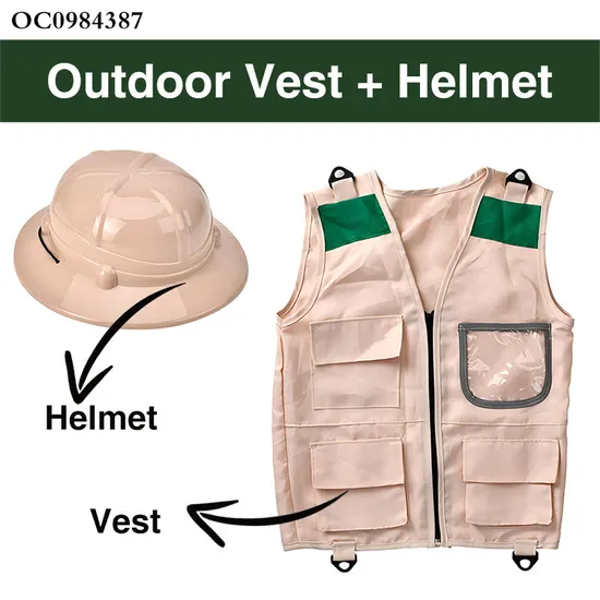 4in1 Knife Kettle Mugs Spatulas Outdoor Children's Game Camping Vest Helmets Tools Toy for Kids Pretend Play