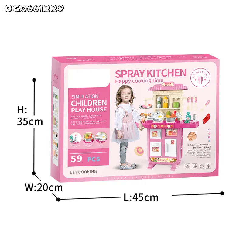 Wholesale Spray and Sink Pretend Play Plastic Children House Kitchen Cooking Toy Set with Lights Sounds