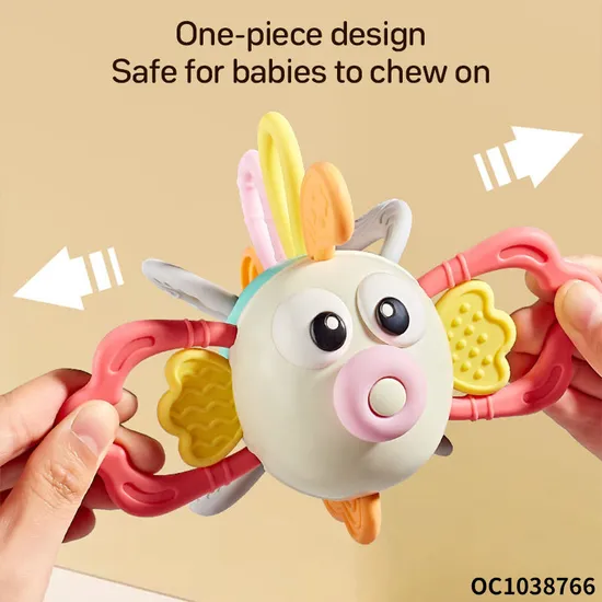 Wholesale Lovely Cartoon Design Baby Comfort Soft Rubber Handeye Teether Silicone Baby Toy