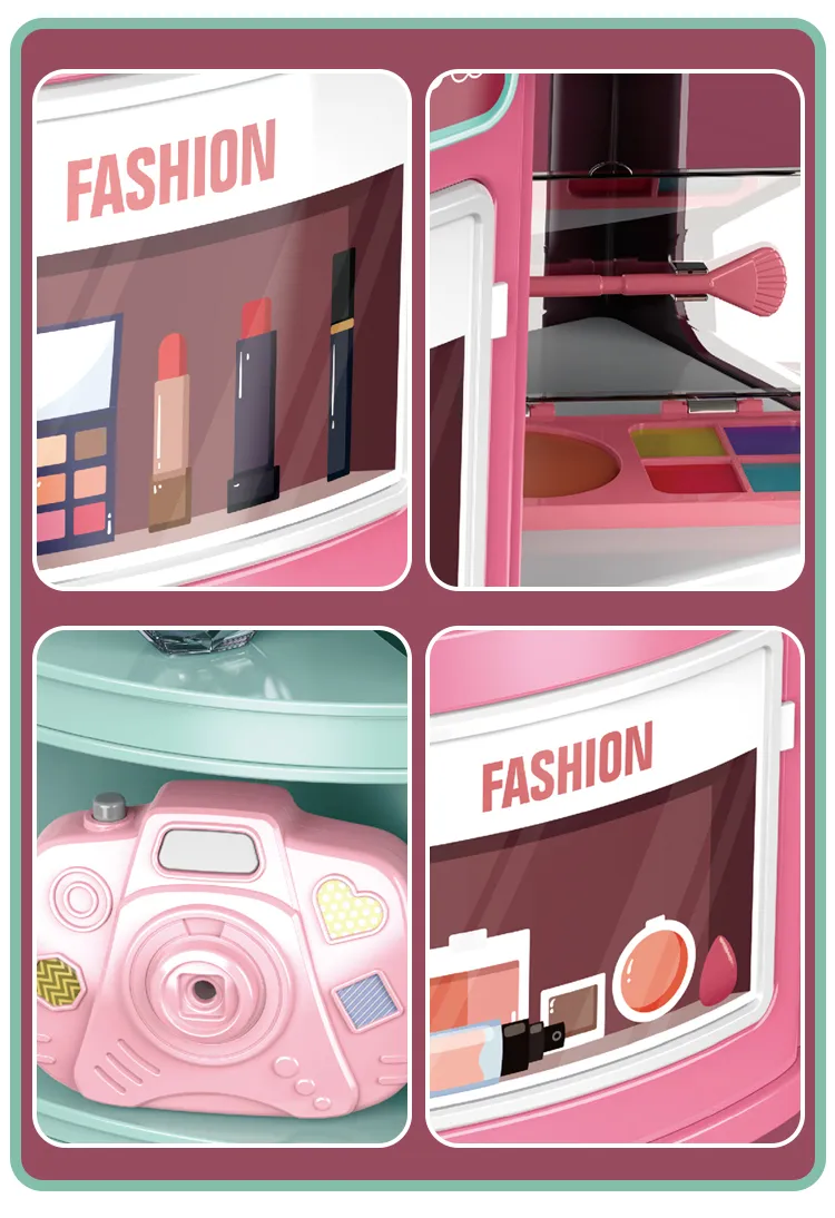 Wholesale Girls Beauty Cosmetic Make up Mirror Table Portable Makeup Toy with Light