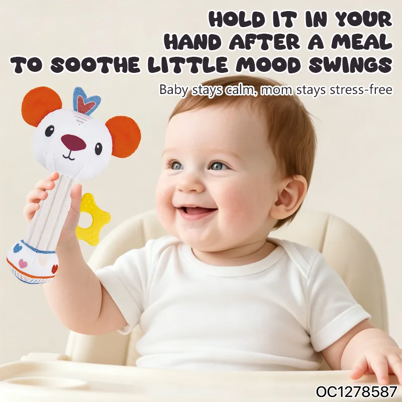 Wholesale Educational Lovely Funny Cute Shaking Hand Bells Soft Teether Rattles Educational Soothing Toy