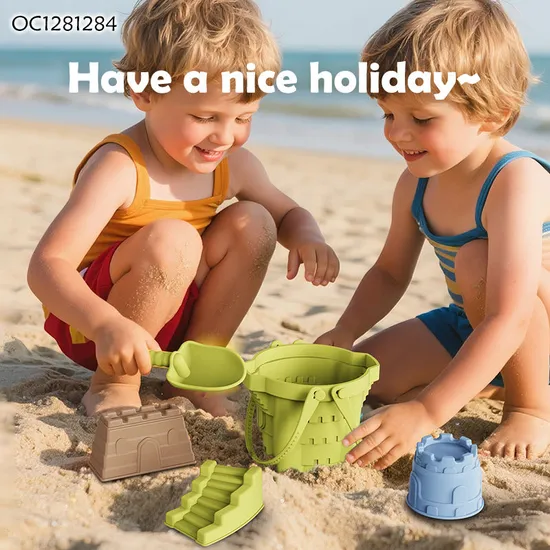 Wholesale Summer New Sand Molds Kids Water Fun Silicone Sand Bucket Beach Silicone Baby Toys