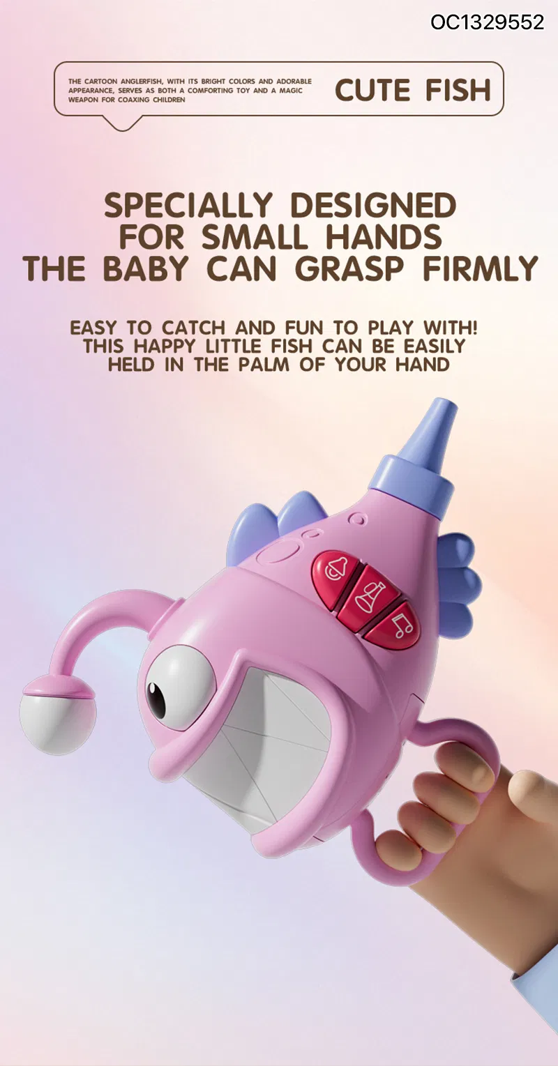 Baby Rattles Toy Plastic Electric Animals Interactive Toy Fish Light up Sensory Custom Toys 1-3 Years with Light Sound Wholesale