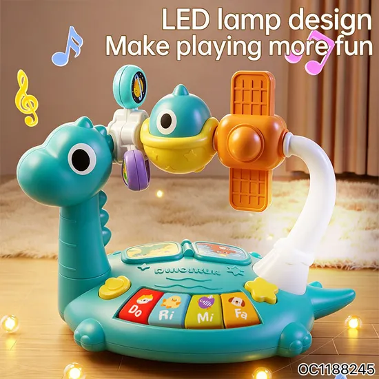 Wholesale Cartoon Dinosaur Design Music Baby Plastic Animal Sound Electronic Small Piano Education Rainbow Keyboard Toy