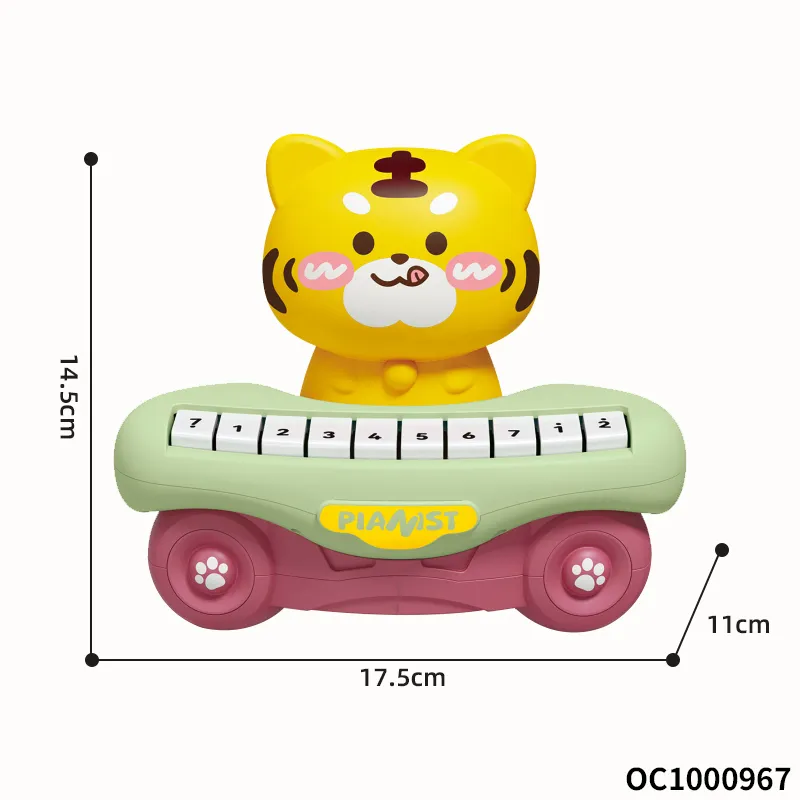 Wholesale Cartoon Tiger Toy Musical Instruments Battery Operated Toy Small Piano Keyboard Toy for Baby with Light up Music