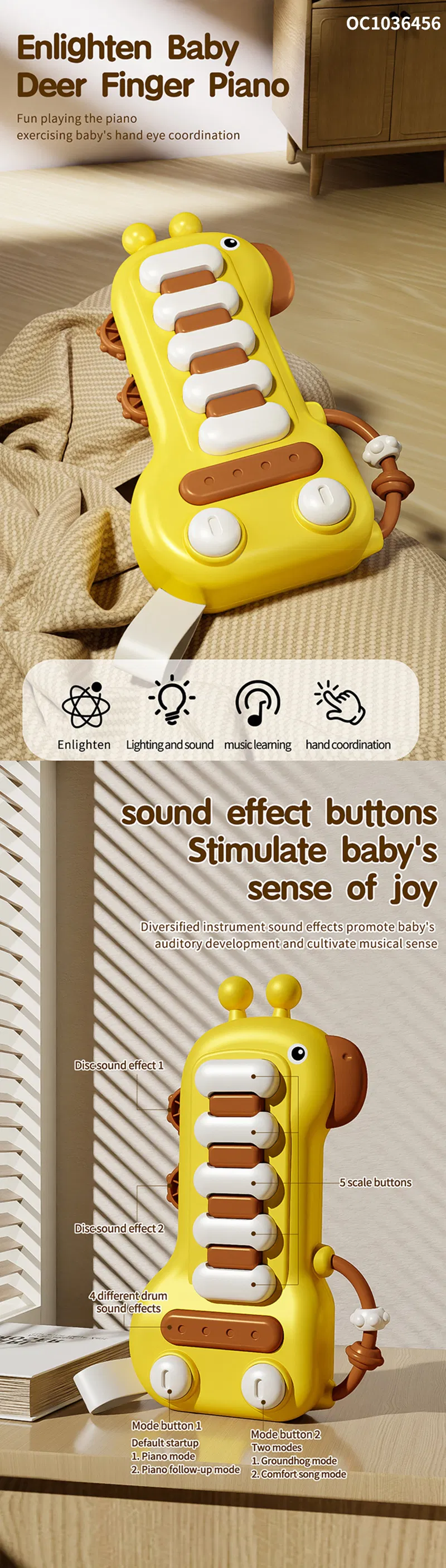 Wholesale Plastic Cartoon Giraffe Keyboards Music Electronic Baby Musical Piano Keyboard Toy
