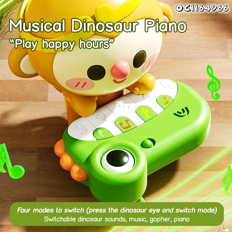 Wholesale Plastic Electric Light-up Keyboard Musical Instruments Children Sensory Musical Frog Piano Learning Toys for Kids with Colorful Lights