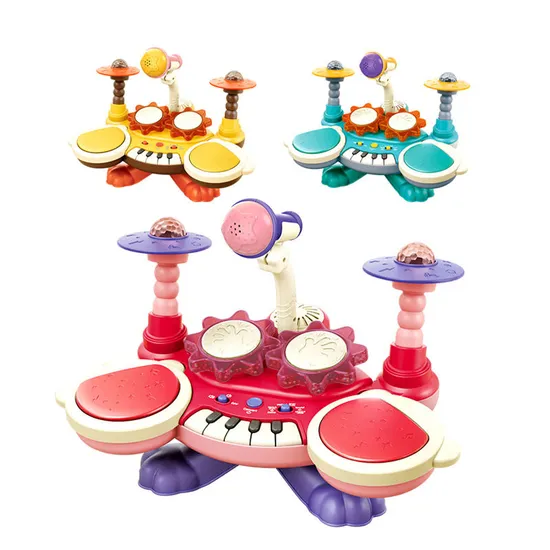Wholesale Educational Happy Electronic Piano Keyboard Cheap Musical Instruments Toy Drum for Kids with Light