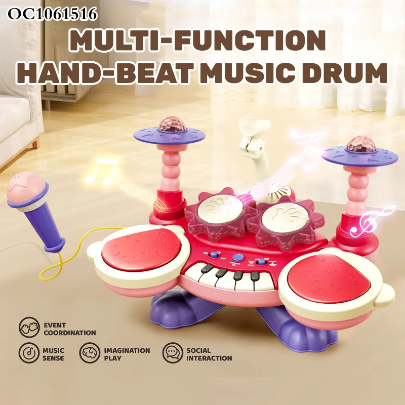 Wholesale Educational Happy Electronic Piano Keyboard Cheap Musical Instruments Toy Drum for Kids with Light
