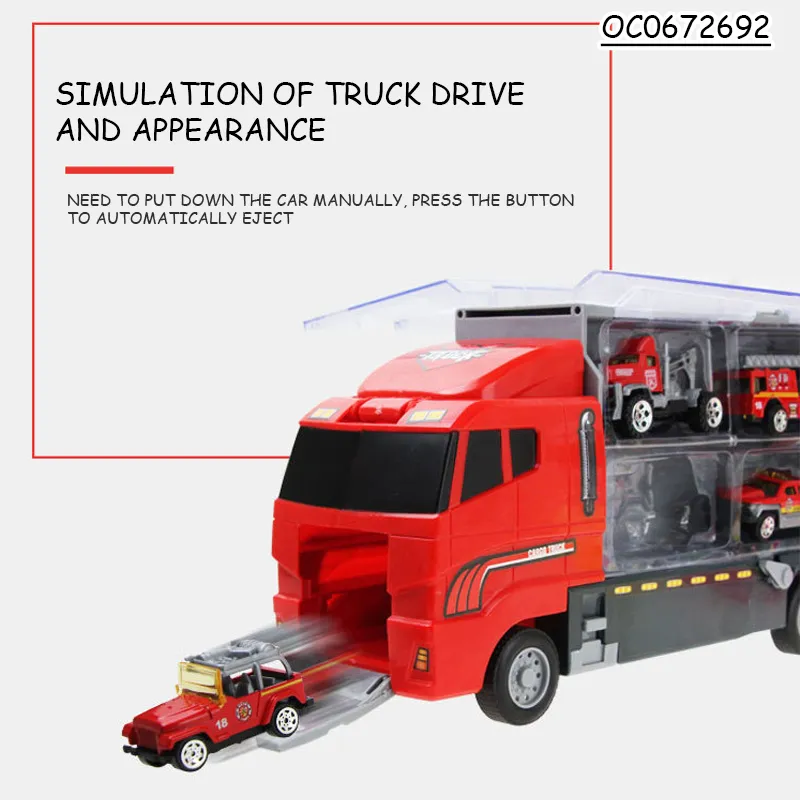 Wholesale Diecast Car Container Truck Die Cast Toy Metal Fire Trucks for Kids